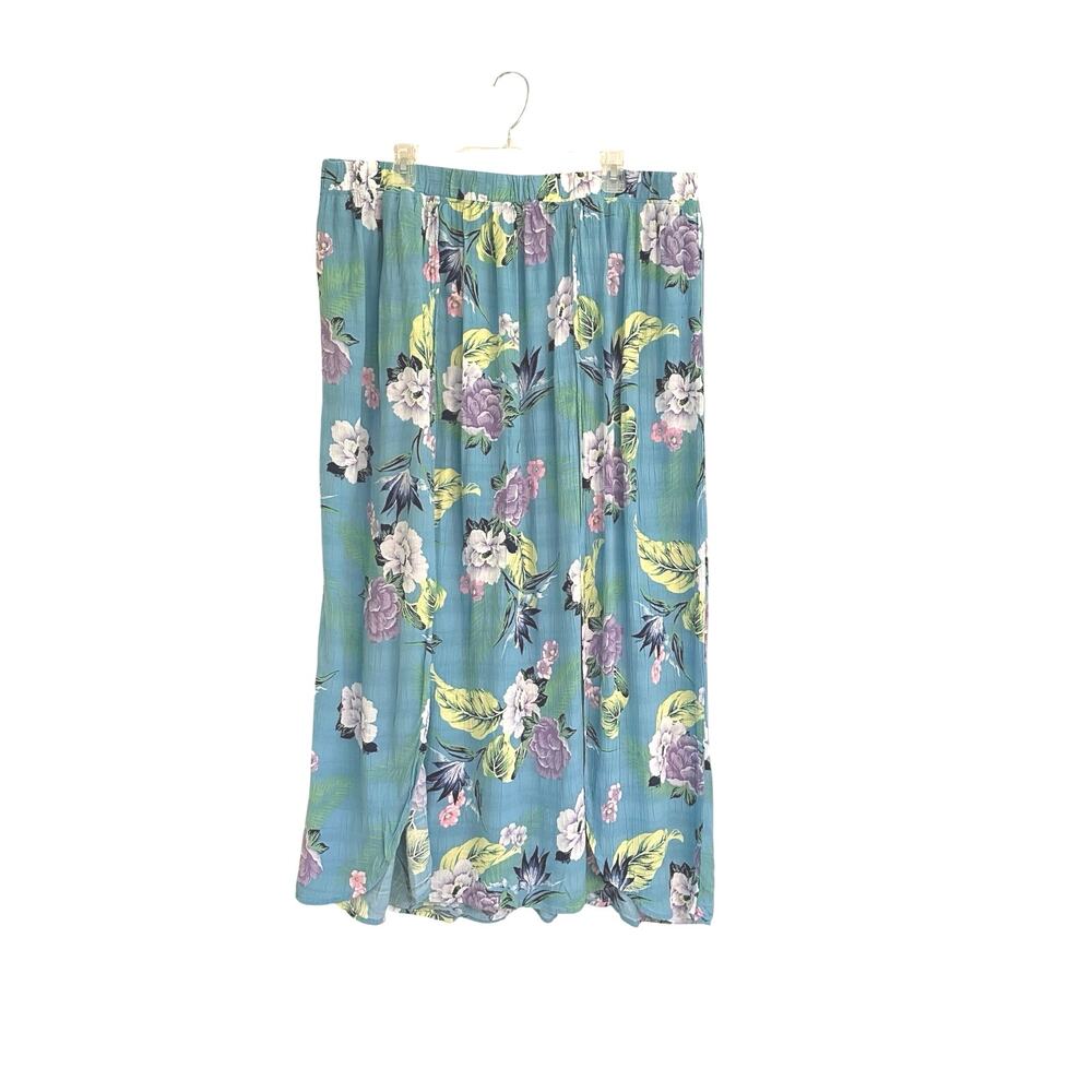 Swim by Cacique Aqua Tropical Floral Front Slits Midi Skirt Cover 22/24